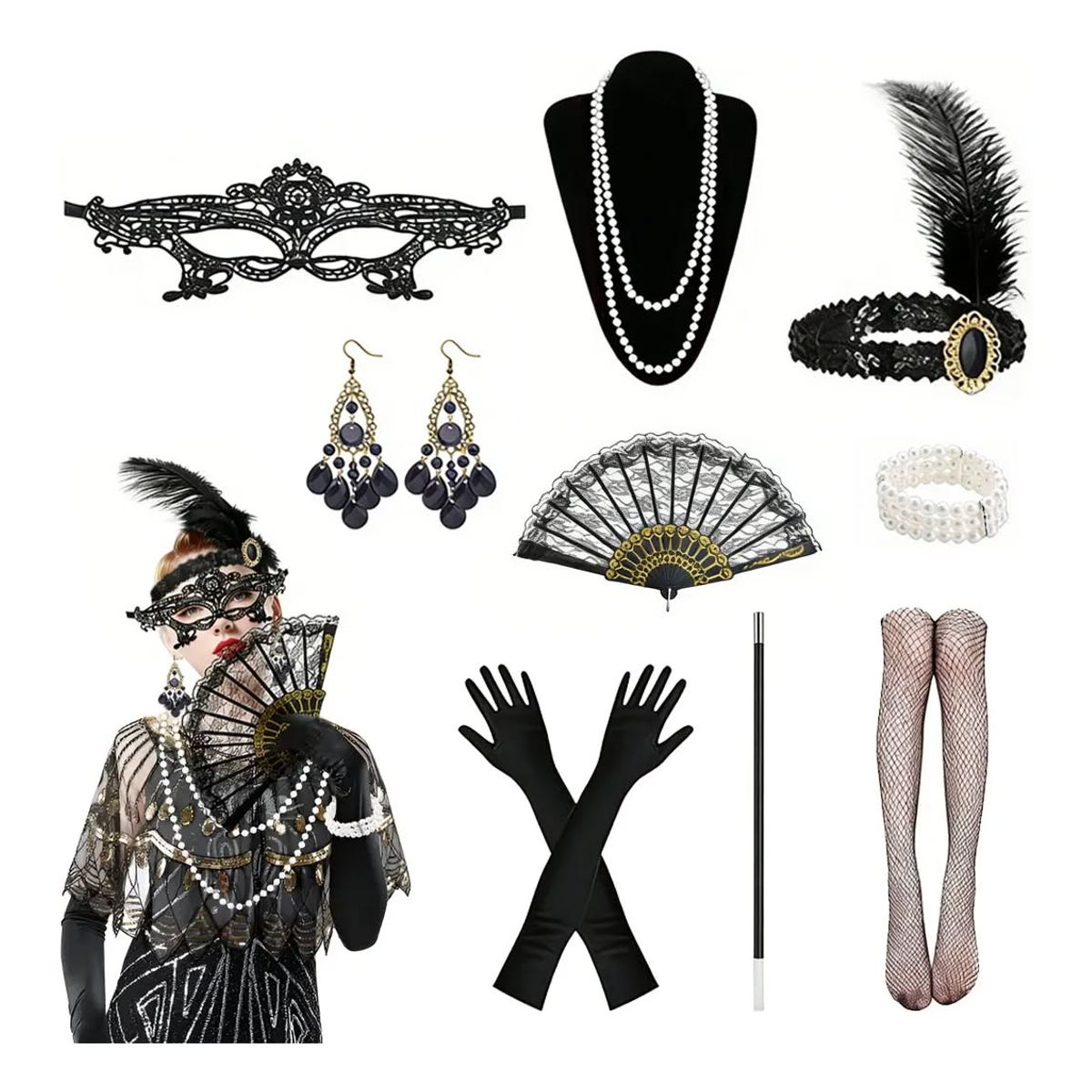 GENERICO - Set disfraz fiesta de gatsby 9unds para mujer