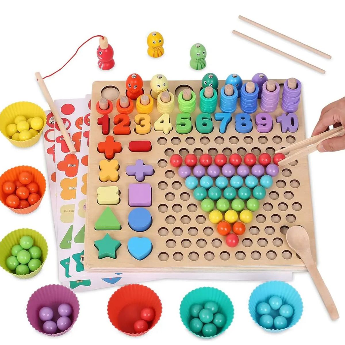 GENERICO - Juego Educativo Madera Números Colores Niños Didáctico