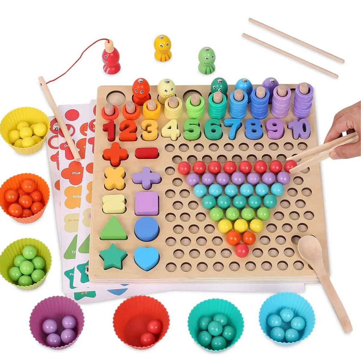 GENERICO - Juego Educativo Madera Números Colores Niños Didáctico