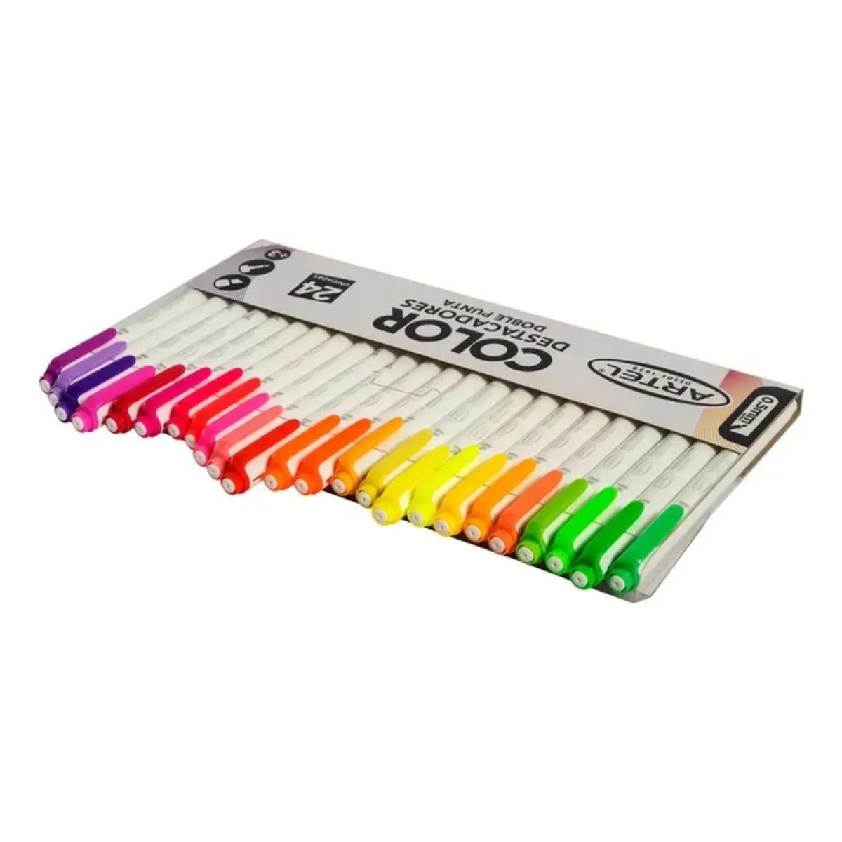 ARTEL - Destacadores Doble Punta Biselada Y Fina 24 Colores Artel