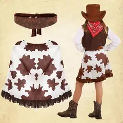 GENERICO - Set disfraz 4unds conjuntos traje vaquero cosplay para niña talla 110 ( 3 a 4 años )