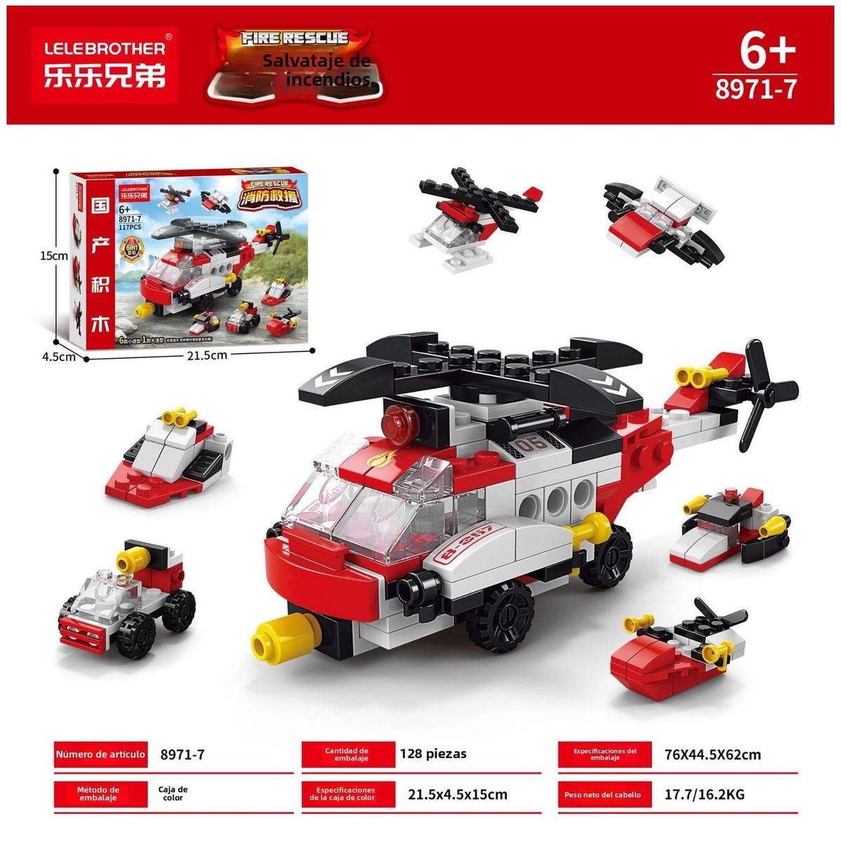 TIOZONEY - Juguete para Niños Helicóptero Bombero Armable