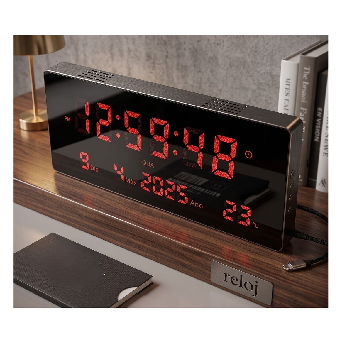 GENERICO - Reloj Mural Digital LED JH3615N Fecha Temperatura y Alarma