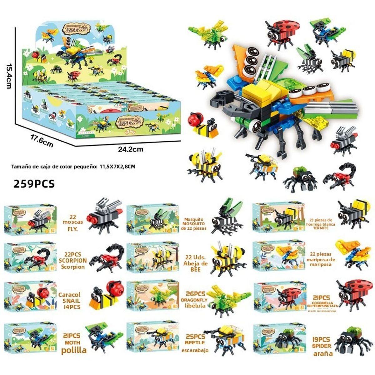 TIOZONEY - Juguete Para Niños Set de Insectos Varios Armables