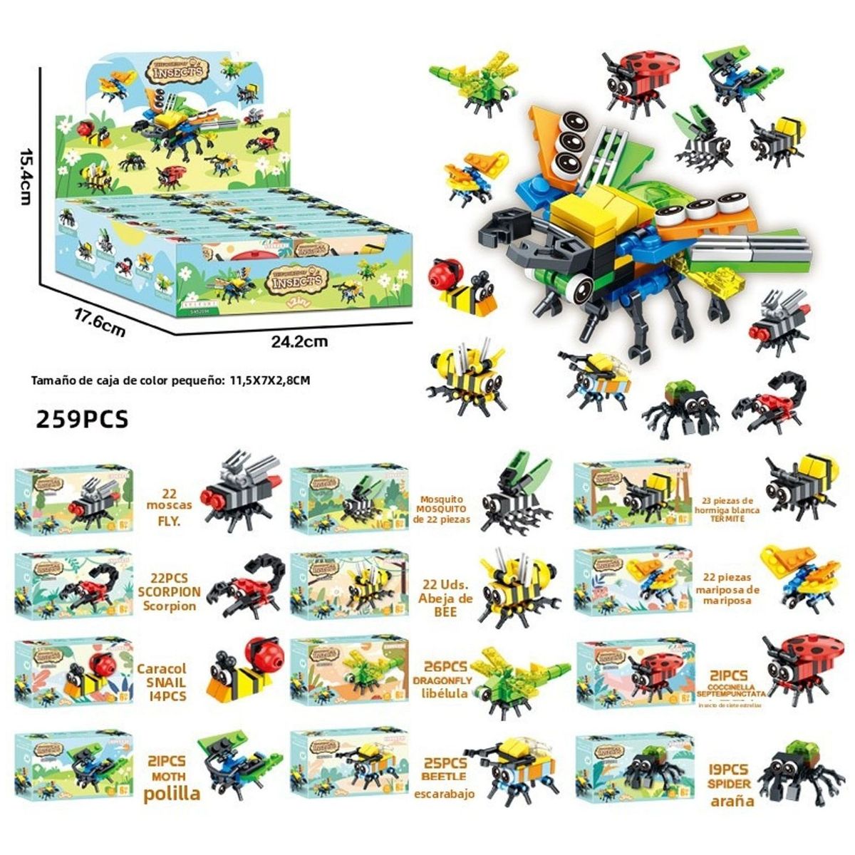 TIOZONEY - Juguete Para Niños Set de Insectos Varios Armables