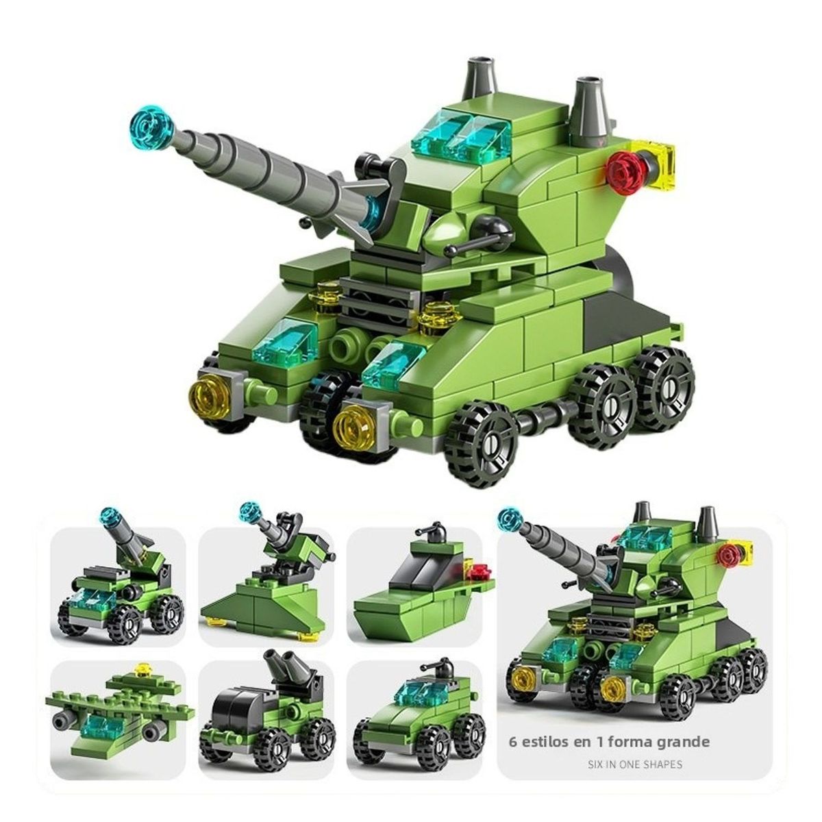 TIOZONEY - Juguete Para Niños 6 en 1 Verde Armable