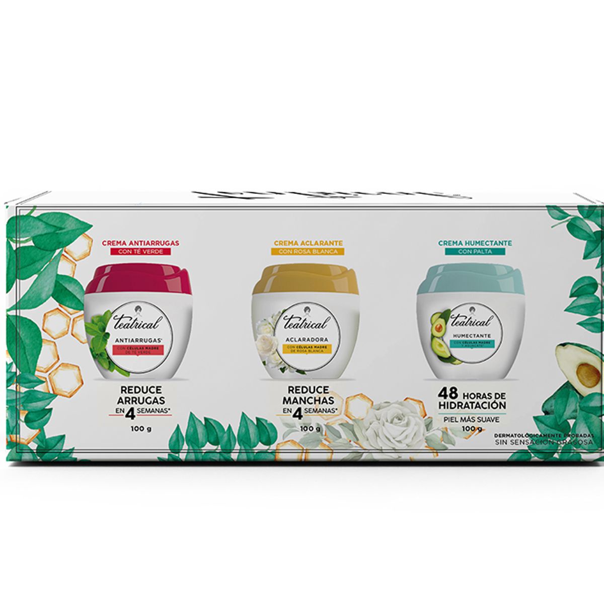 TEATRICAL - Pack Teatrical Antiarrugas 100ml + Humectante 100ml + Aclarante 100ml