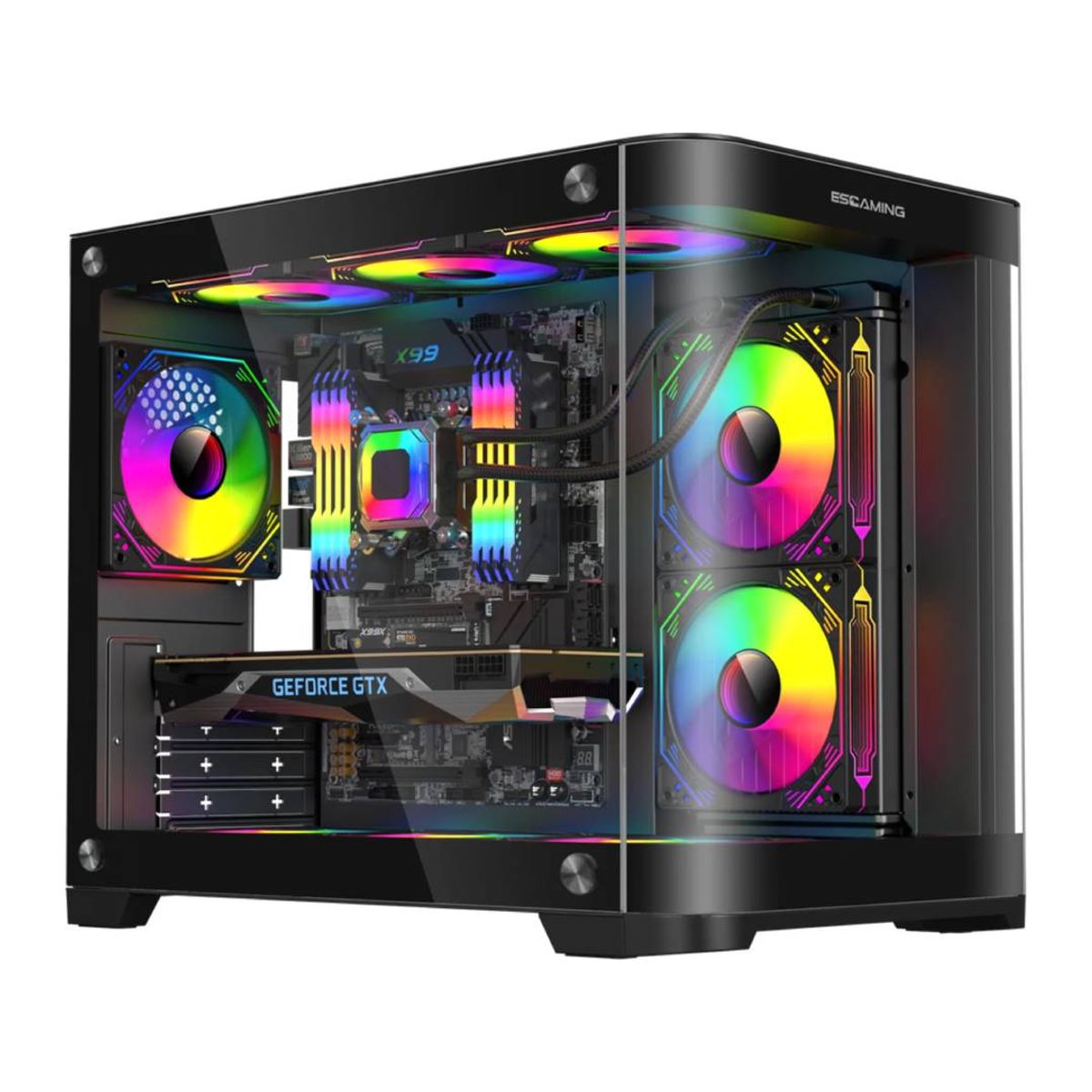 GENERICO - Gabinete Gamer ESGAMING Viper - Negro, Micro-ATX