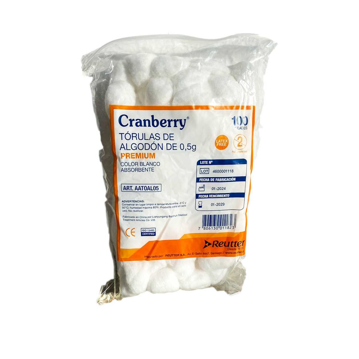 CRANBERRY - Tórulas de algodón 0.5 gramos 100 unidades