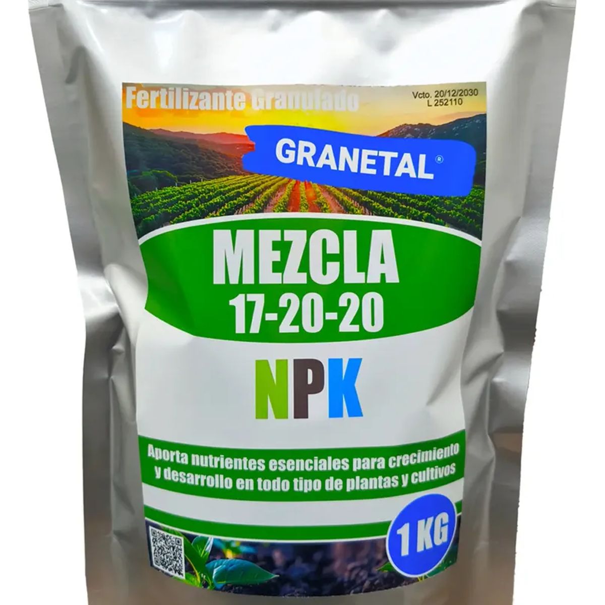 GENERICO - FERTILIZANTE GRANULADO MEZCLA NPK 17-20-20 GRANETAL 1 KG