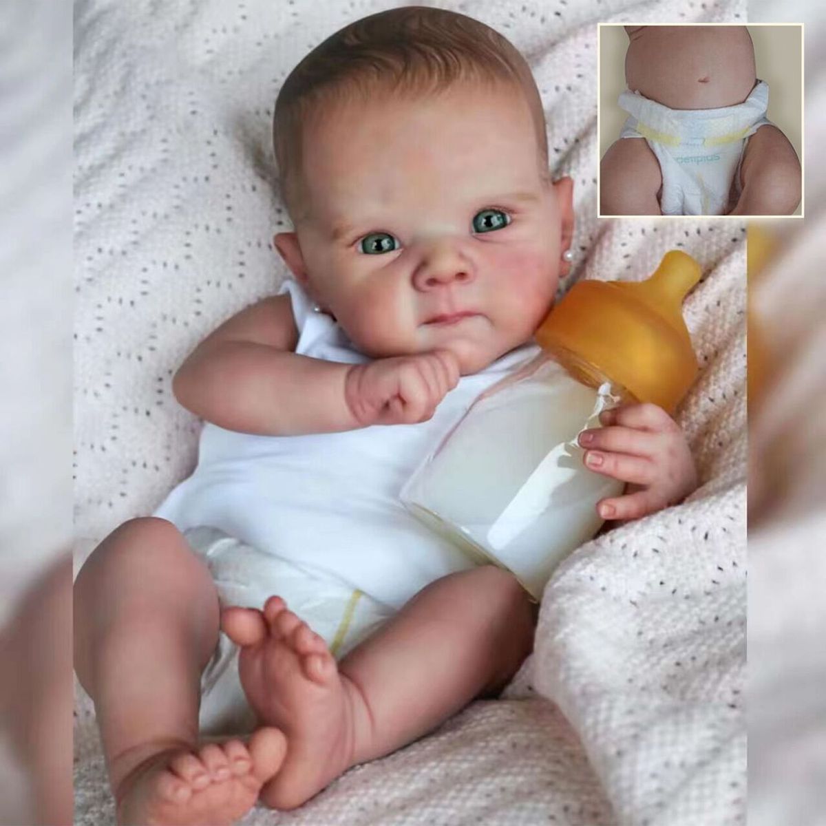 TIOZONEY - Muñeca bebe reborn vinilo de silicona juguetes para 50cm