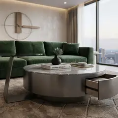 DANIELS - Mesa de Centro de Living Moderna Redonda Malta