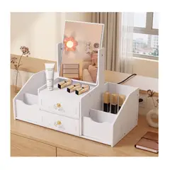 GENERICO - Organizador De Maquillaje Con Espejo Y Cajones Rectangular Tipo Tocador