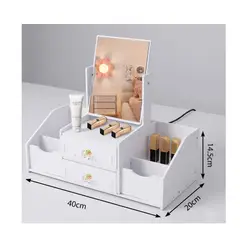GENERICO - Organizador De Maquillaje Con Espejo Y Cajones Rectangular Tipo Tocador