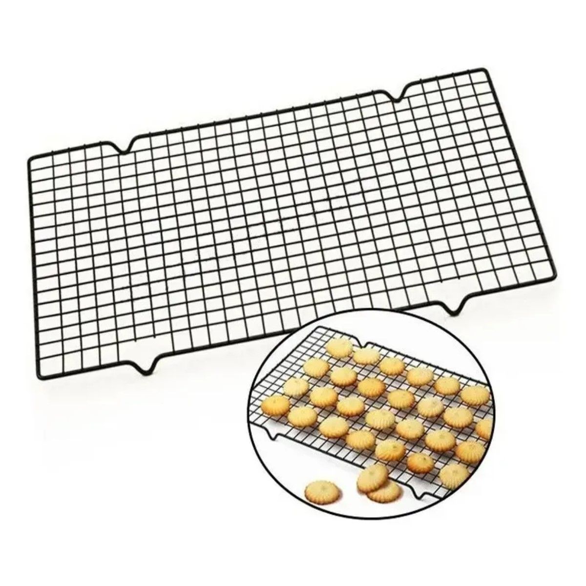GENERICO - Rejilla Para Galletas Pizza Pan Hornear 40x25cm Freír Estilar Antiadherente BELUG