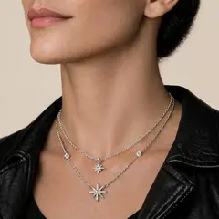 MALEVO JOYAS - Collar estrellas en plata 925 con micro zirconias
