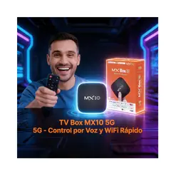 MOVI - TV Box MX10 5G con Magic TV Incluido - Android TV Box 4K UHD, WiFi 5G, Streaming y Control por Voz