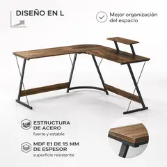 SPACE HOME - Escritorio Esquinero Madera En L Para Oficina O Estudio
