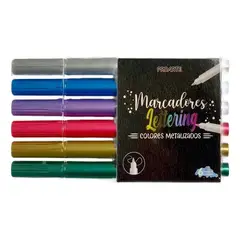 PROARTE - Marcadores Lettering Colores Metalizados 6 Unidades