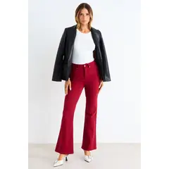 ASH - Flare Jeans Liso Mujer Burdeos