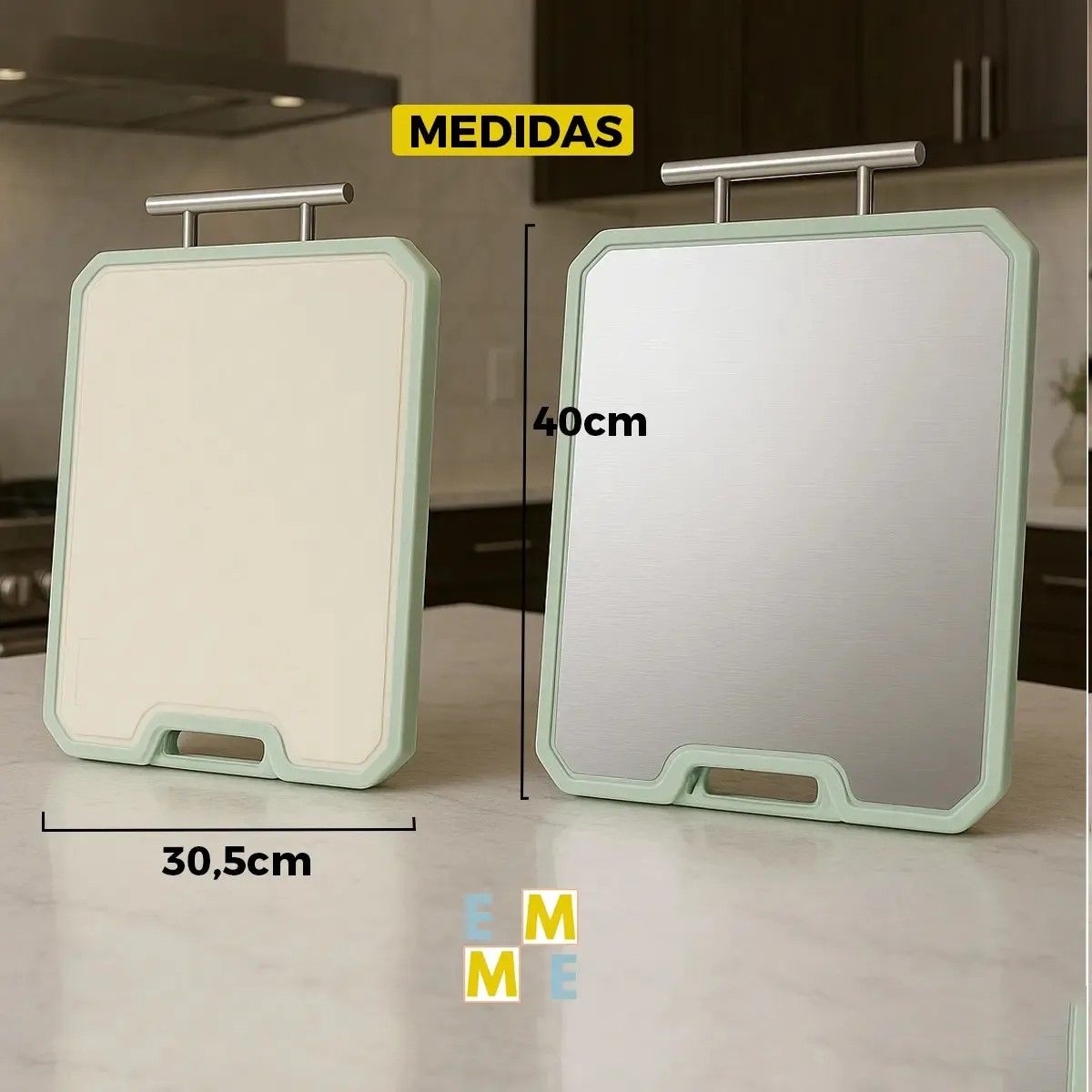 GENERICO - Tabla Para Picar Para Cortar Doble Lado De Acero Inoxidable Doble Cara Verde BELUG