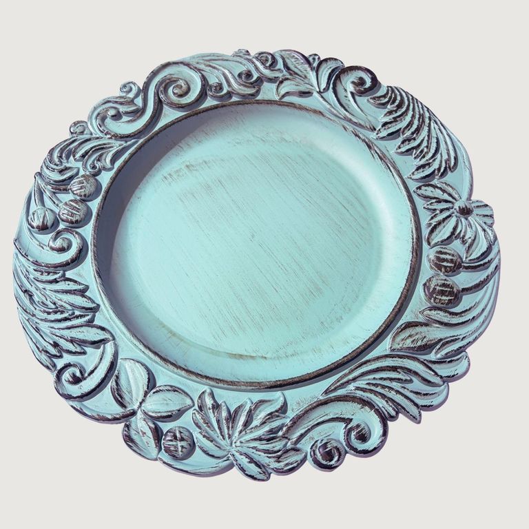 6 Platos Base Decorativos Griego Turquesa
