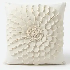 TERRA ESTILO - Funda Cojín Flor Blanco Invierno