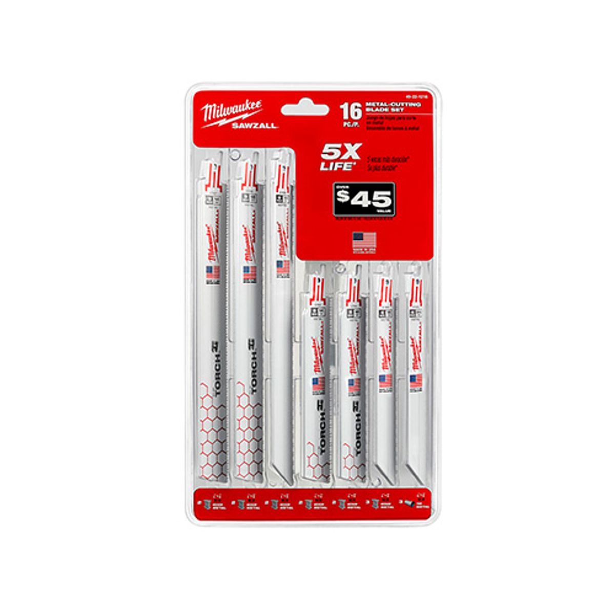 MILWAUKEE - HOJA DE SIERRA SABLE 16 UNDS PARA METAL MILWAUKEE 49-22-1216