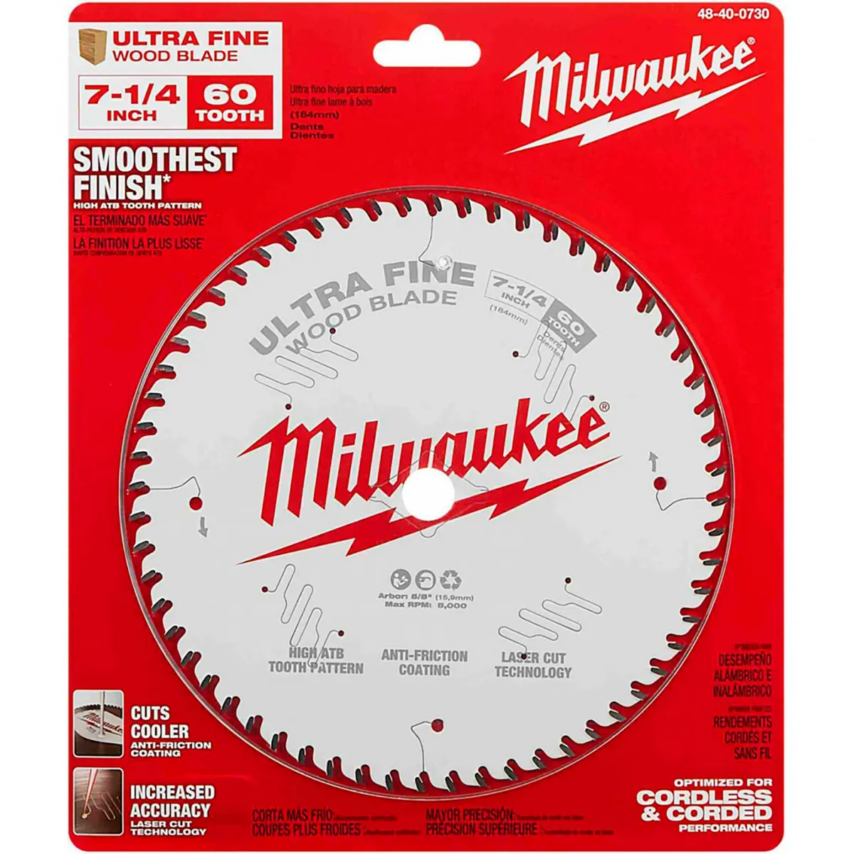 MILWAUKEE - DISCO SIERRA CIRCULAR 7.14 DE 60 DIENTES MILWAUKEE