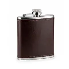 GENERICO - Petaca Whisky 6Oz Licorera para Regalo Ecocuero Marron