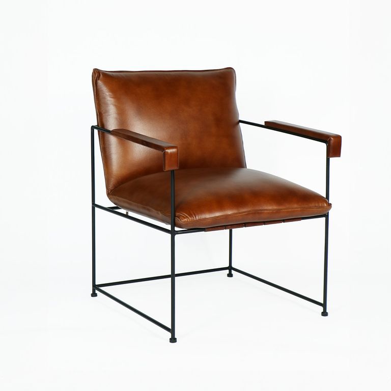 Sitial Borja de Cuero Natural Full Grain Caramelo 58x69x84 cm Caramelo