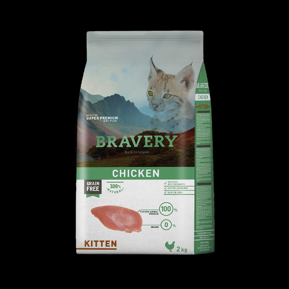 BRAVERY - Bravery Chicken Kitten Gato 2 kg Alimento Seco