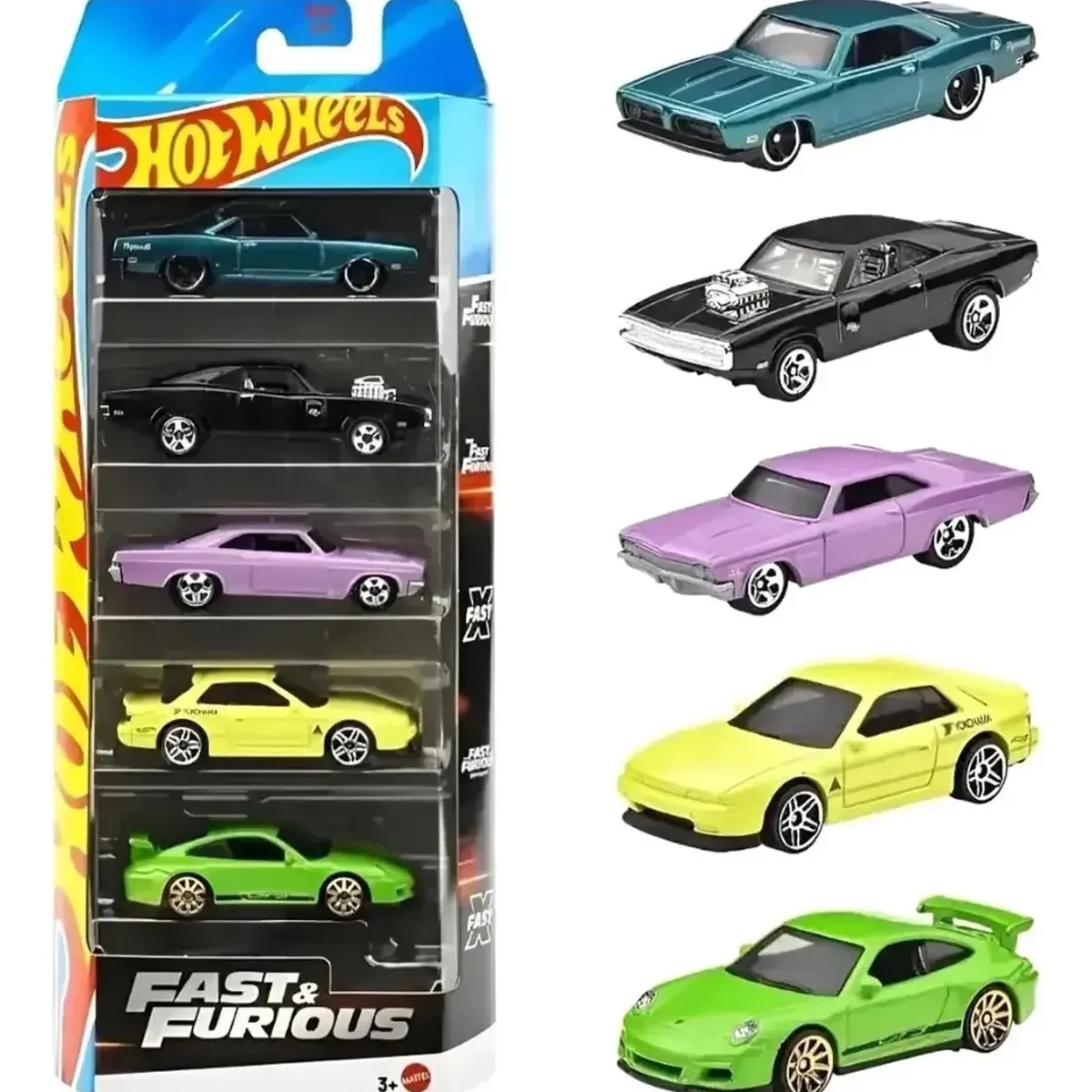 HOT WHEELS - Pack 5 Autos Rapido y furioso JBJ80 Hot Wheels