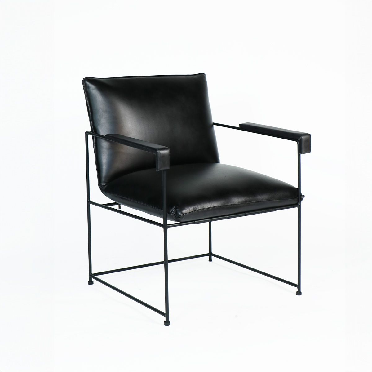 NECTAR - Sitial Borja de Cuero Natural Top Grain Negro 58x69x84 cm