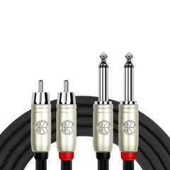 KIRLIN - Cable de conexión 2 RCA a 2 Plug mono 3 Metros AP403PR BK