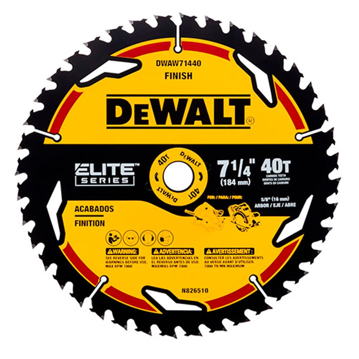 DISCO SIERRA CIRCULAR ELITE DEWALT 7.14 X 40 DTES DWAW71440, marca DEWALT - Foto Principal