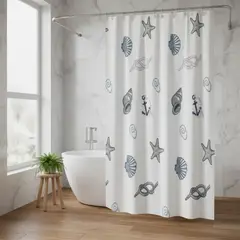 GENERICO - Cortina De Baño Peva 180x180cm Diseño Marino Incluye Ganchos