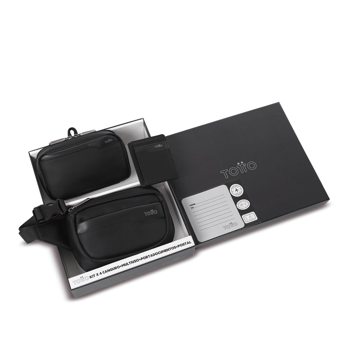 TOTTO - Kit de regalo Kano Banano+Multiuso+Portadocumentos+Postal Negro