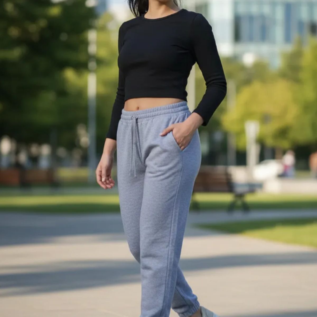 AGW - Pantalon Buzo Con Puño 100% Algodón Mujer