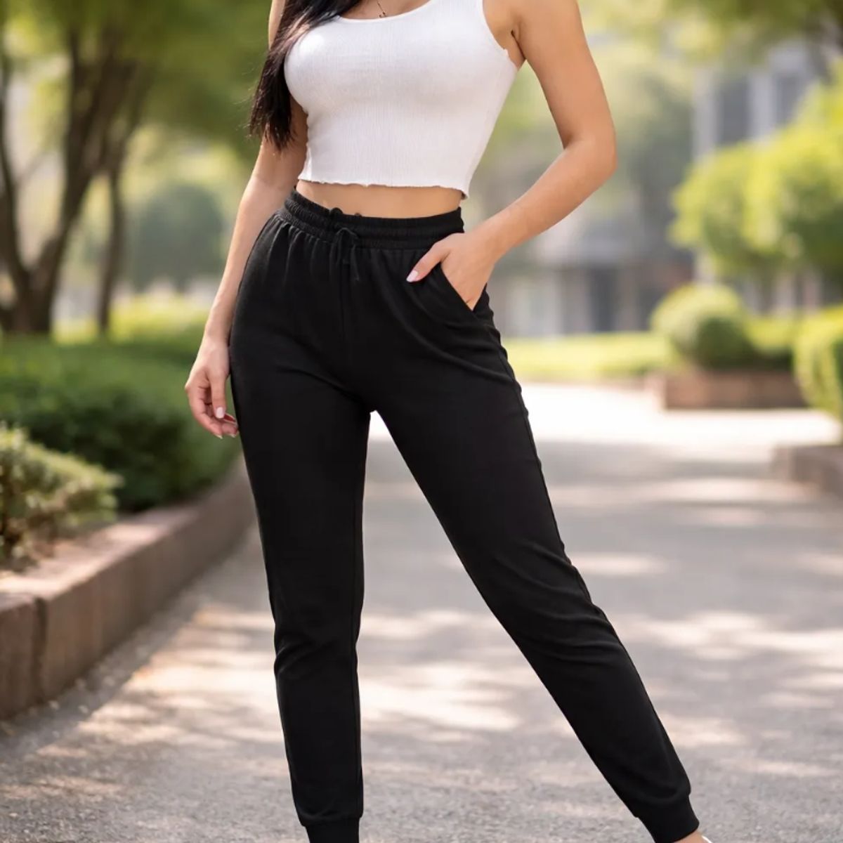 AGW - Pantalon Buzo Con Puño 100% Algodón Mujer