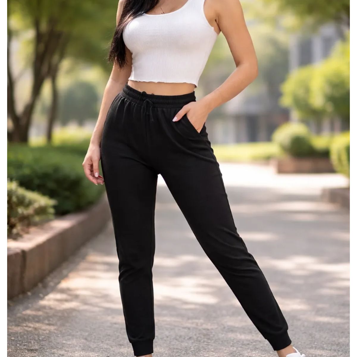AGW - Pantalon Buzo Con Puño 100% Algodón Mujer
