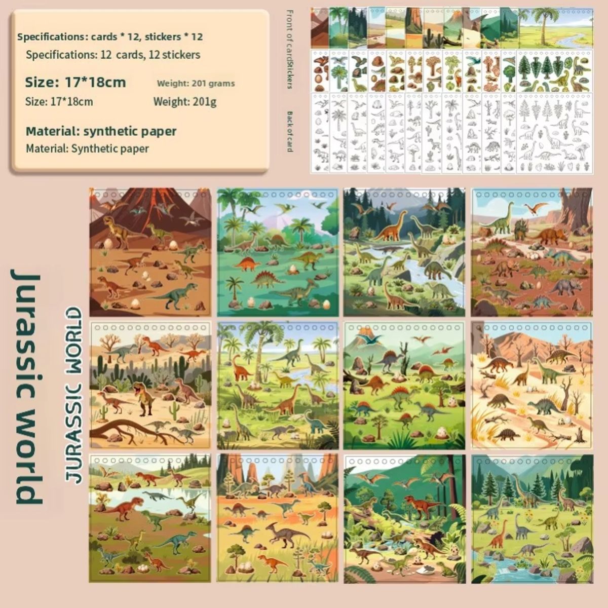 GENERICO - Libro Pegatinas Escenas Mundo Dinosaurios Stickers 24p