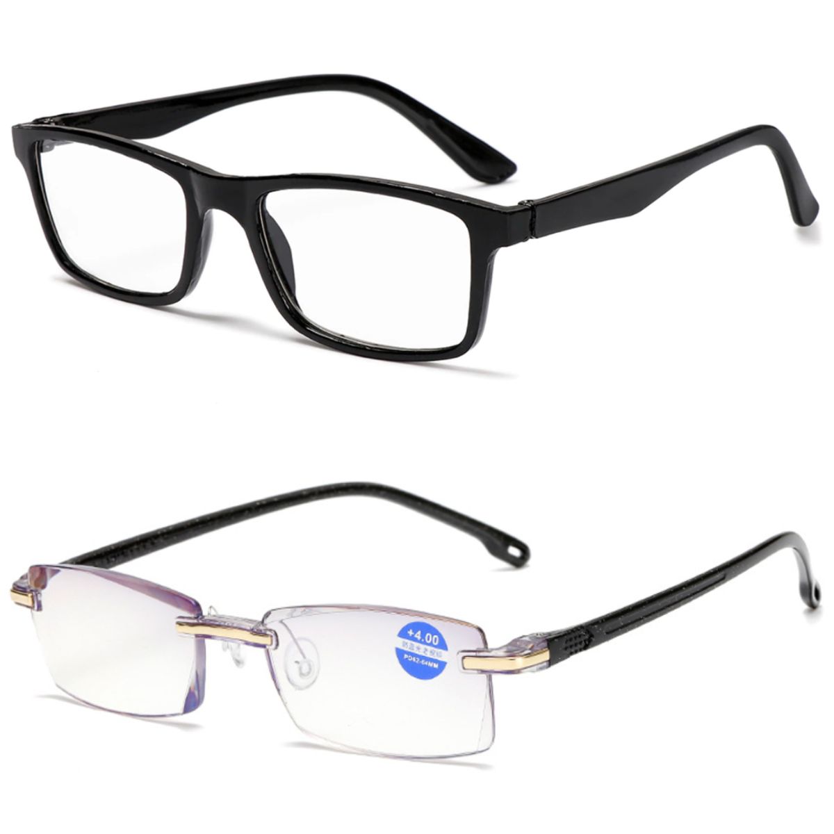 JM - Pack 2 Lentes Presbicia & Bifocal De Lectura Anteojos Ópticos Graduados Set
