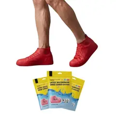 GENERICO - Pack x3 Cubre Zapatos Impermeables de Silicona Talla L Rojo Protección Antideslizante Reutilizable