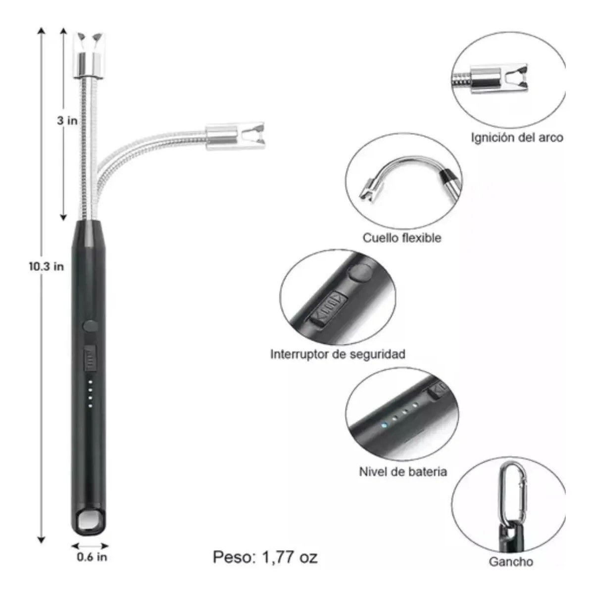 GENERICO - Chispero Encendedor Usb Eléctrico Plasma Recargable Premium Encendedor  BELUG