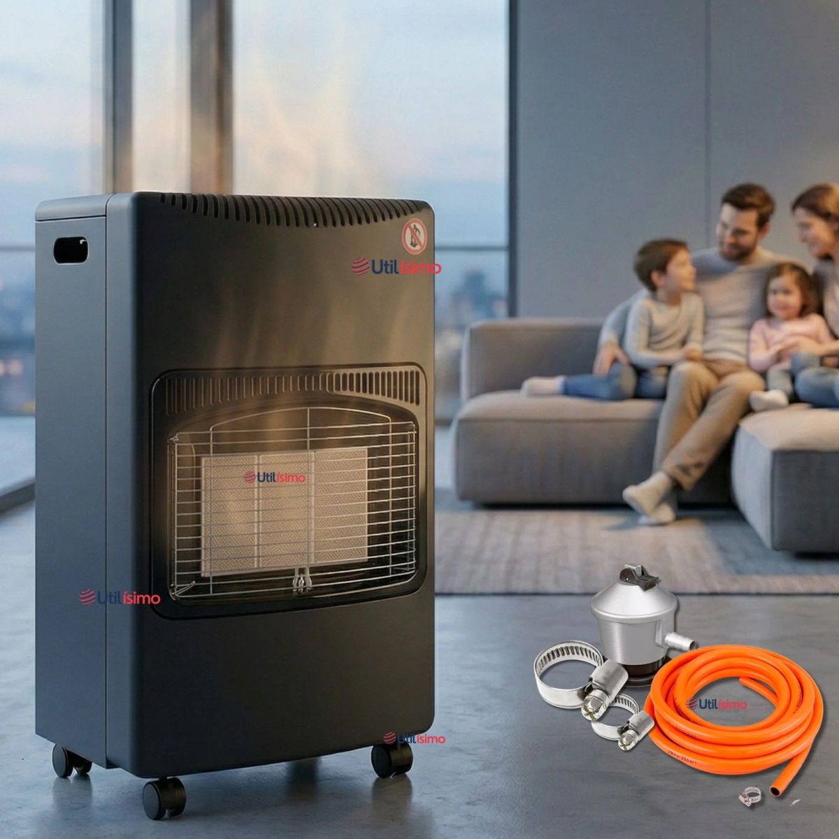 LINE - Calefactor A Gas Licuado 5kg A 15kg Plegable Interior Exterior Con Accesorios