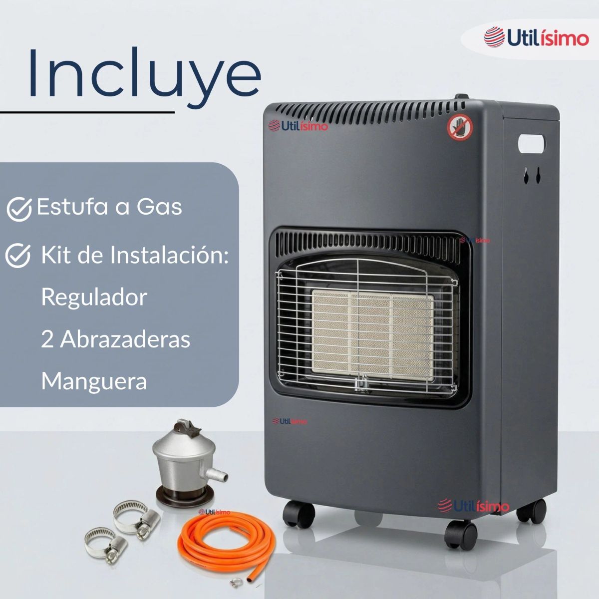 LINE - Calefactor A Gas Licuado 5kg A 15kg Plegable Interior Exterior Con Accesorios