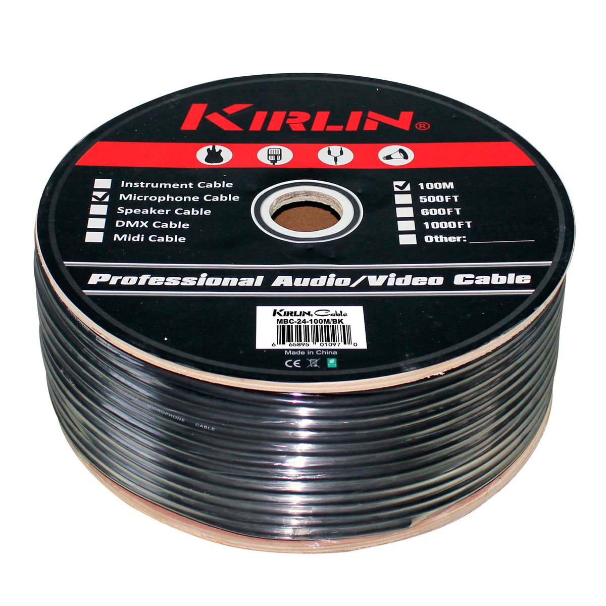 KIRLIN - Rollo de Cable Micrófono 100 Metros Kirlin MBC 24-100 BK
