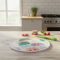GENERICO - Tabla De Picar Plástica Redonda 30cm Diseño Infantil