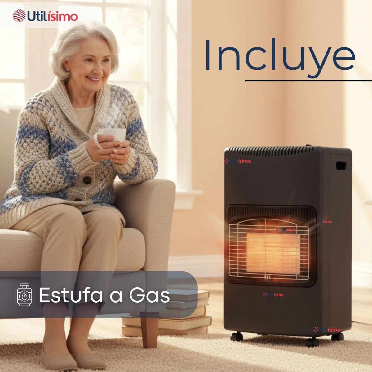 LINE - Calefactor A Gas Licuado 5kg A 15kg Plegable Interior Exterior